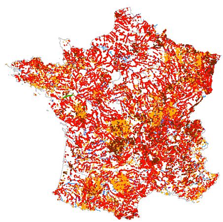 La carte de France des barrages, écluses et seuils